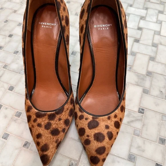 Givenchy leopard pony hair heels, size 36, 4 inch heel